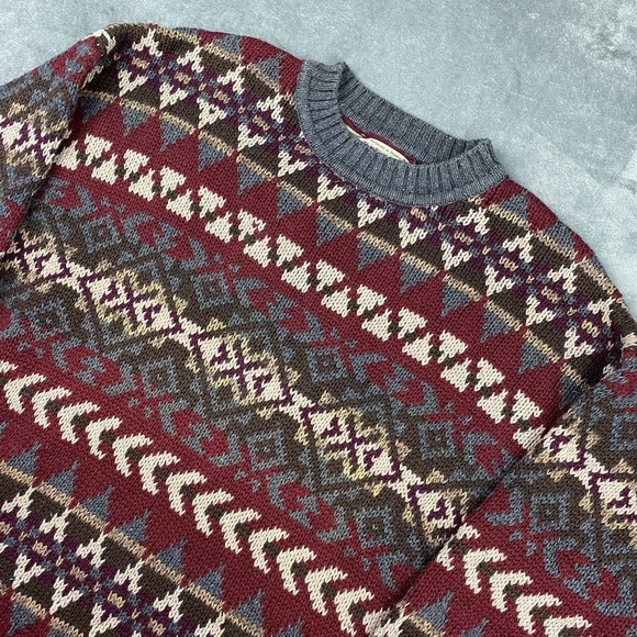 Vintage Abercrombie & Fitch The Big Sweater Mens Sz L Fair Isle Chunky Knit 90s‎ - Picture 1 of 13